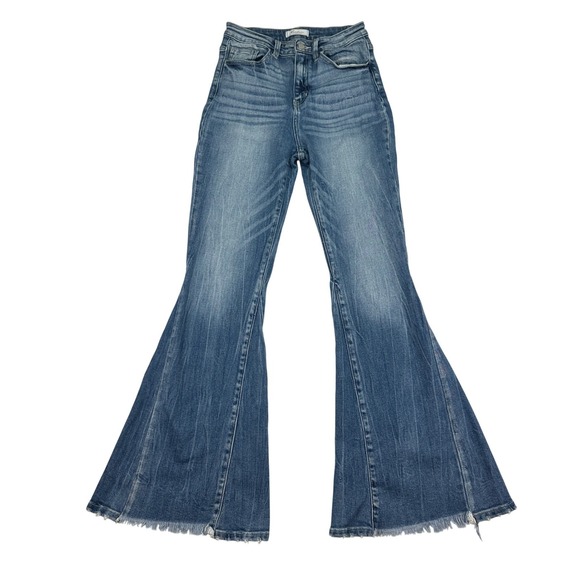 Kancan Signature Estilo Women's Jeans Size 27x32 Ultra High Rise Flare Frayed - Picture 1 of 11